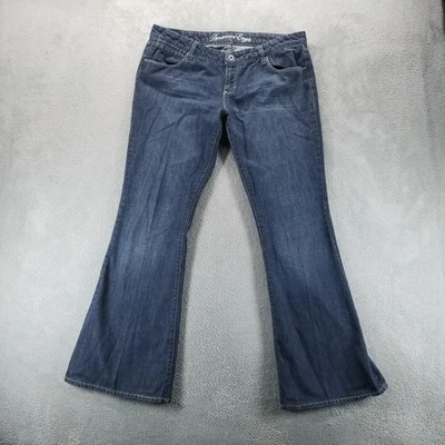 American Eagle Jeans Womens 14 Long Blue Real Flare Low Rise Y2K Dark Wash - Image 1 of 4