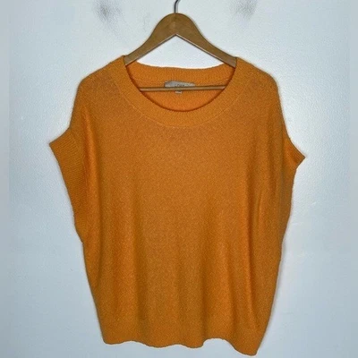 Suéter Top Loft Recortado Sin Mangas Talla L Naranja Slouchy Boho Minimalista Acogedor Foto 1 de 4