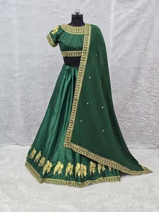Ethnic Look Satin Silk Lehenga Choli With Stylish Dupatta For Women & Girls - Picture 1 of 12