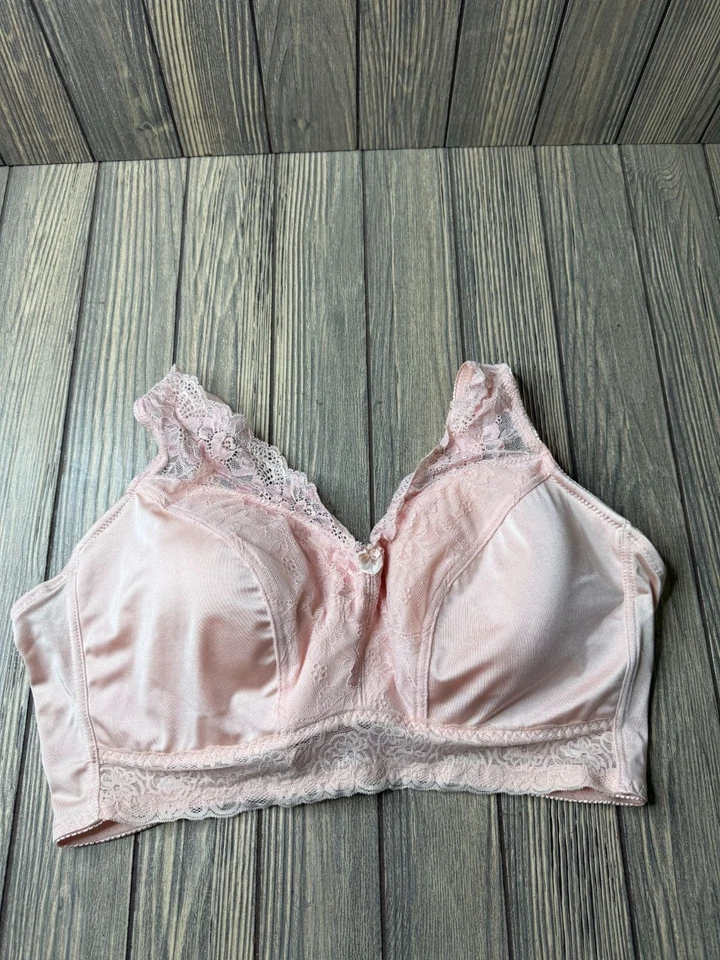 Sujetador Rhonda rosa cizalla satinado y encaje cobertura completa copa suave 3X Foto 1 de 4
