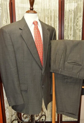 USA Austin Reed 44 L olive / brown 100% wool hopsack 1 vent business suit *p1j6* - Image 1 of 4
