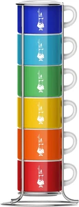 Bialetti Sei Tazzine Impilabili, Multicolore, Porcellana, Multicolore, 9 X 9 X - Foto 1 di 12