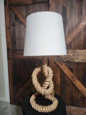 RARA Lámpara de Mesa Pottery Barn RETIRADA Cuerda Nudo Intrincado 24" HERMOSA  Foto 1 de 4