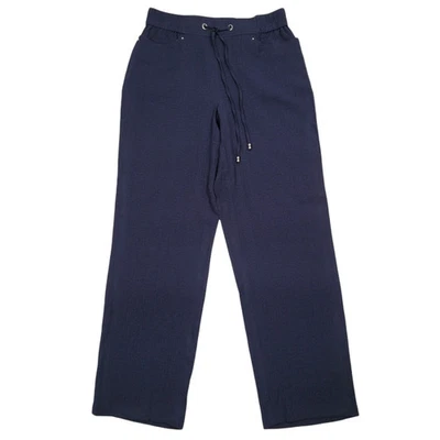 Pantalones para mujer JM Collection tejido arrugado pierna ancha azul XS Foto 1 de 4