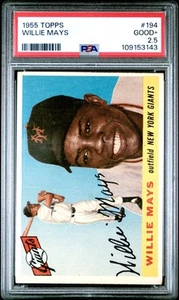 1955 Topps Willie Mays PSA 2.5 Buono+ (APPENA CLASSIFICATO) New York Giants #194 - Foto 1 di 4