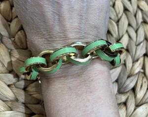 Bracelet épais chaîne rolo vert ton or inspiré du créateur à bascule lourd BEAU - Photo 1/4