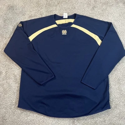 Винтажный Majestic Нотр-Дам XL темно-синий золотой длинным рукавом пуловер толстовка футбол - Изображение 1 из 4