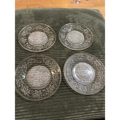 Juego de 4 Platos de Postre de Vidrio Diseño Floral de Pascua Transparente Vacaciones Navidad Foto 1 de 4