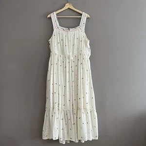 Antiguo Maxi Vestido Azul Marino Bordado Definido Cintura Campesino Lechera Countrycore Crema - Imagen 1 de 16