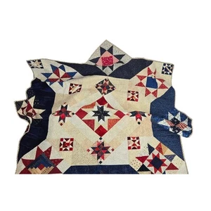 VINTAGE Y2K Patriotic Handmade Quilt Red White Blue Star Spangled Patchwork USA - Picture 1 of 6
