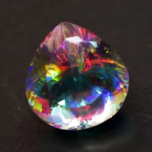 Brazilian Mystic Quartz Pear Cut 205.20 Ct Natural Rainbow CERTIFIED Gemstone - Picture 1 of 7