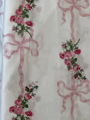 Laura Ashley Queen 床单套装 4 件套花卉丝带条纹蝴蝶结小屋壁纸哇! — 第 1/4 张图片