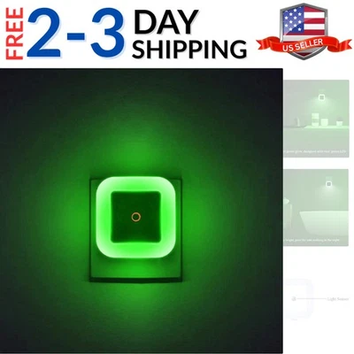 Pack de 2] Luces de Noche Verde Brillante, Luces de Pared LED Enchufables con Luz Se... Foto 1 de 4