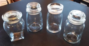 LOT OF 4 CLEAR EMPTY CANDLE MAKING CRAFT STORAGE JARS W/ LIDS, DIFFERENT SHAPES - Picture 1 of 8