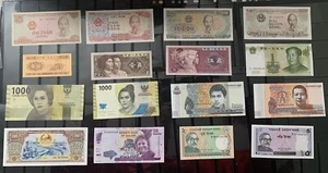 38 DIFFERENT WORLD PAPER MONEY BANKNOTES CURRENCY FOREIGN CIR & UNC - Picture 1 of 4