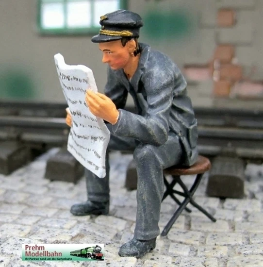 Prehm 500060 Lokschlosser bei der Pause f. Gartenbahn Spur G 1:22,5 Neu / Ovp