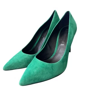 Hugo Boss Pepita Emerald Green Suede Heels 38.5 EU 8.5 US - Picture 1 of 10