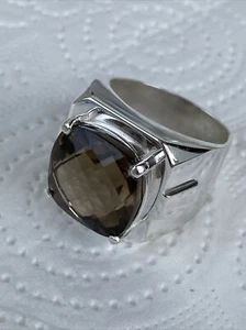 R5.,❤️‼️Ring,  Silber  Herren  Rauchquarz  21kt  925ér Topp  Handmade, 69 /22mm - Bild 1 von 6