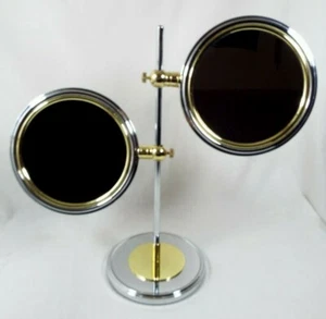 Jerdon Standing Double Mirror Two-Sided Swivel Mirror with 5 X Mag Silver/Gold - Picture 1 of 6