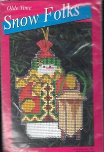 Olde Time Snow Folks Cross Stitch kit "Sledder Snow" Christmas Decor Lot #Z9 - Picture 1 of 3