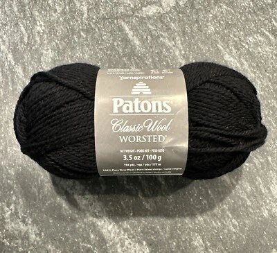 Patons Classic Wool Worsted Yarn - 100% Pure New Wool - Black #226 3.5 Oz - Image 1 of 4