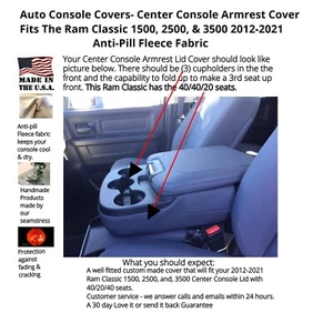 Auto Console Cover-Fits the Ram 2012-2021 with 6 pass. seating-Fleece (C1FL) - Bild 1 von 16