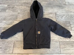 Carhartt Jacket XS 6 Canvas Coat Hooded Insulated Duck Quilted Lining Youth size - Picture 1 of 12