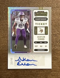 2022 Panini Contenders Akayleb Evans Auto Championship Ticket 30/49 - Picture 1 of 3
