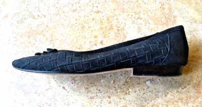 Cole Haan Italian Leather Woven Suede Flats, Black, 6.5 B - Image 1 of 4