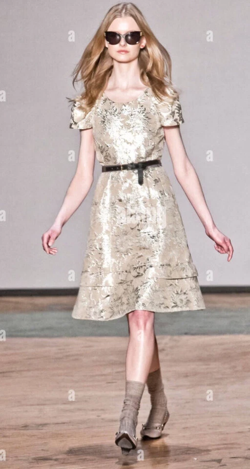 Vestido Marc by Marc Jacobs Jacquard Girasol Dorado Talla 2 Dorado/Plateado Foto 1 de 4