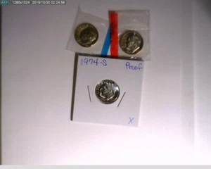 Monedas de diez centavos Roosevelt 1974 sin usar en violonchelo como nuevo y prueba 10c - Imagen 1 de 7
