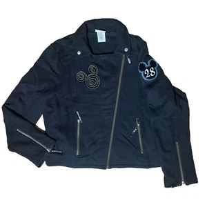 Original Disney Jacke schwarz Reißverschluss Patch Pailletten Mickey Mouse Damen XL - Bild 1 von 8