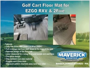 Black Golf Cart Floor Mat Fits EZGO RXV (2008+) & 2Five (2009+) - Picture 1 of 1