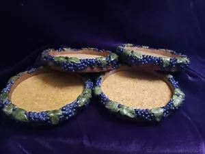 Coasters With Grape Clusters and Leaves On Edge Set of 4 - Picture 1 of 7