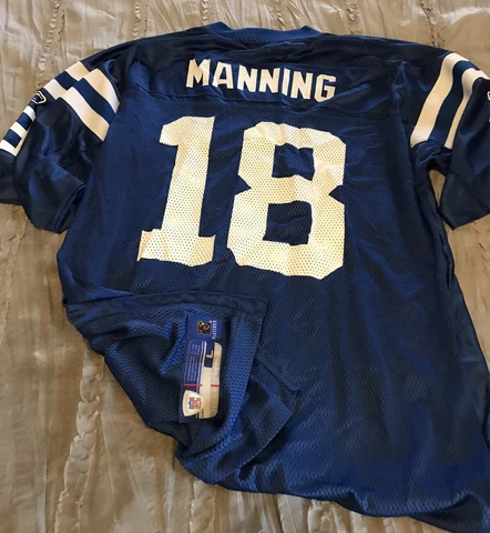 PEYTON MANNING Indianapolis COLTS Football REEBOK Replica LARGE Jersey NFL Blue Cover