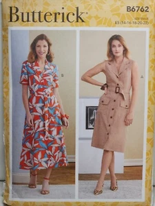 Vestido con botones faldas delanteras talla 14-22 Butterick 6762 patrón de costura - Imagen 1 de 2