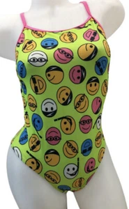 Girls Speedo Eco Endurance Swimsuit Size 24 Smiley Dots Green - Picture 1 of 2