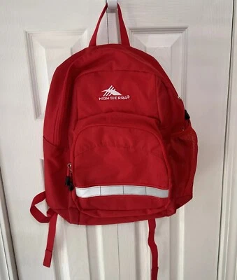 Mochila Sierra Alta Roja, Hombro Acolchado Reflectante, Correas, Bolsillo, Agua 17x14 Foto 1 de 4