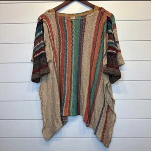 Free People Freesia Sweater Poncho XS/S Dolman Sleeves Asymmetrical Hem Slits - Picture 1 of 8