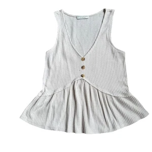 Anthropologie Damen strukturiertes Strick V-Ausschnitt cremefarbenes Tanktop Größe Small - Bild 1 von 4