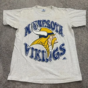 Vintage 90s Minnesota Vikings NFL Apex Tee Faded T-Shirt - Size L light gray - Bild 1 von 6