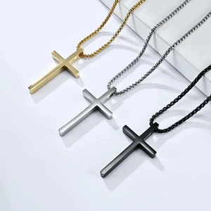 “Titanium Steel Jesus Cross Necklace Men Women Bible Verse Pendant Religious Jew - Picture 1 of 10
