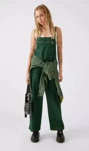 Urban Outfitters Size Small Womens Green Cotton Tina Textured jumpsuit Overalls - Picture 1 of 9
