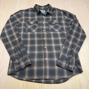 Dixxon Flannel Large Tall Brown Plaid OG Pearl Snap D-Tech - Picture 1 of 9