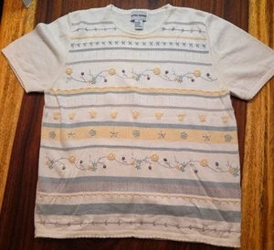 Alfred Dunner Embroidered Sweater Spring Grandmacore Coastal Grandma Vintage 80s - Picture 1 of 7