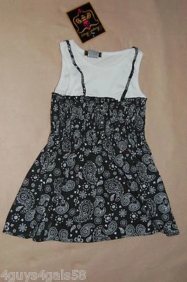 Vestido para niñas ROYAL BUZZ negro blanco PAISLEY aspecto en capas UNA PIEZA 10-12 * Foto 1 de 2