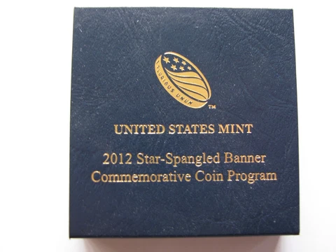2012-W Star Spangled Banner Commemorative, OGP, No coin, Proof $5 gold piece Cover