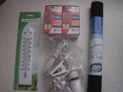 Kit de cría de pollitos soporte lámpara 60w lámpara de calor alfombrilla antideslizante y termómetro Foto 1 de 3