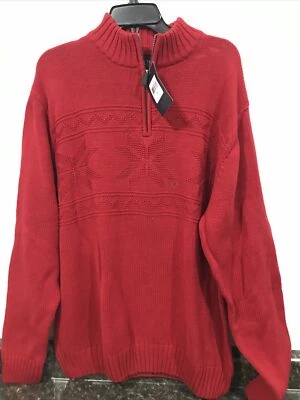 Chaps Mens  1/4 Zip Knit Sweater Size S Red TW-1917) - Image 1 of 4