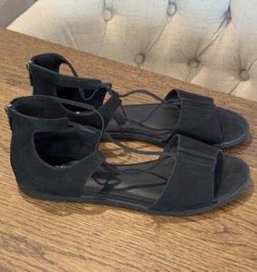Eileen Fisher schwarz rosa Nubuk Gladiator Sandalen Damengröße 9 Reißverschluss hinten - Bild 1 von 9